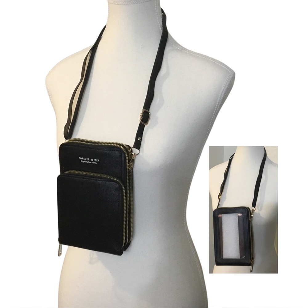 Black Cell Phone Crossbody Bag